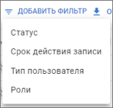 Фильтры для списка пользователей ресурса