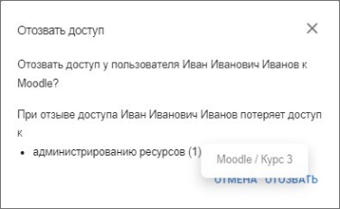 Информационное сообщение о потере дополнительных доступов