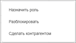 Контекстное меню заблокированного пользователя