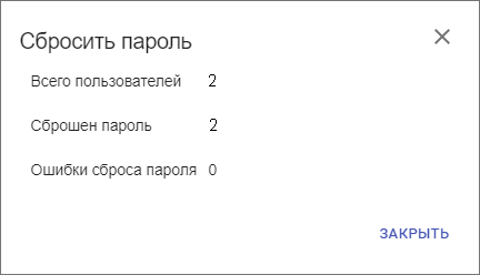 Информация о сброшенных паролях