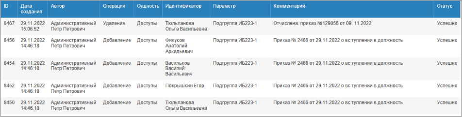 Отчет по событиям в формате pdf с применением фильтра