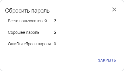 Информация о сброшенных паролях
